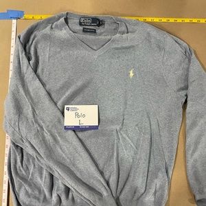 Polo Ralph Lauren V-Neck Lightweight Sweater Size Large Gray